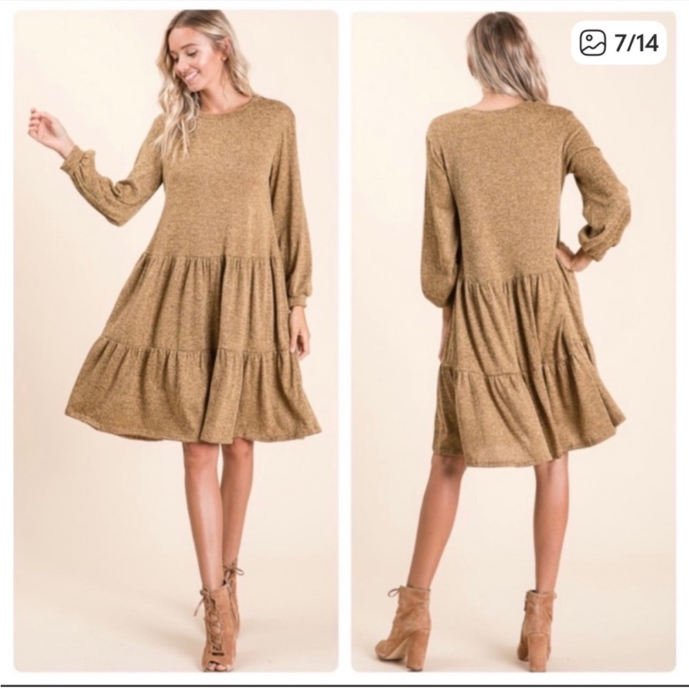Reborn J Gold Long Sleeve Dress